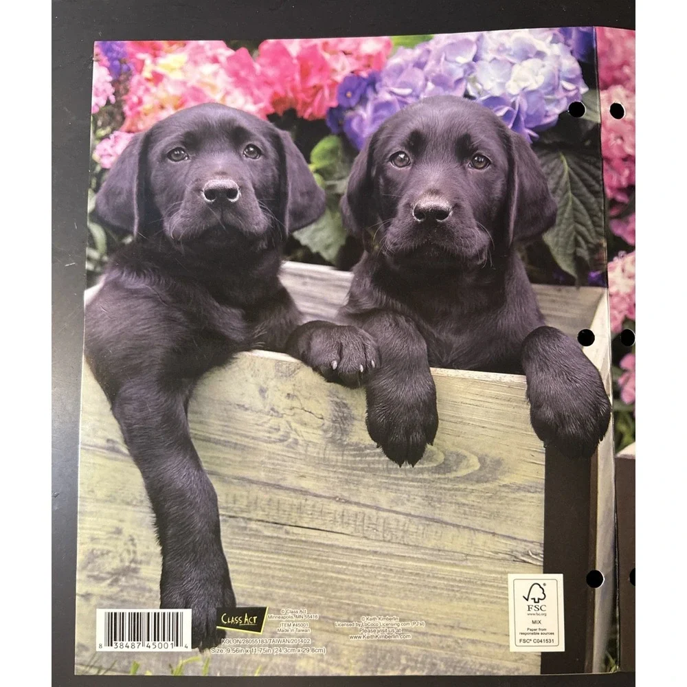 Vintage Keith Kimberlin 3-Hole Binder‎ Folder Class Act Black Lab Labrador Puppy